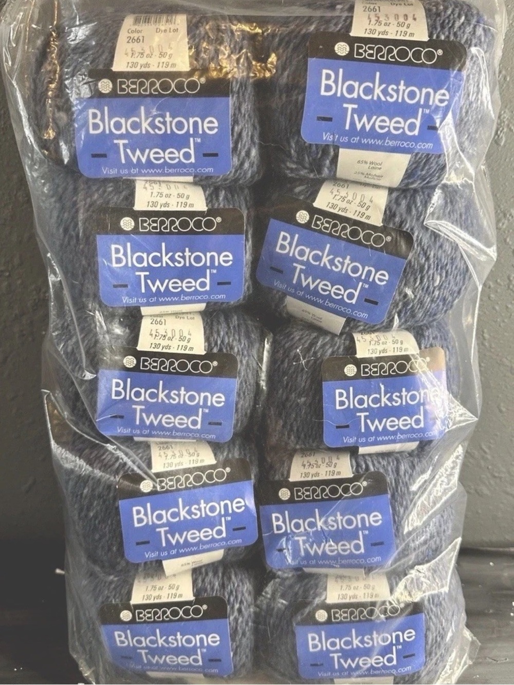 Berroco Blackstone Tweed Blue Heron #2661 lot of 10 ball yarn discontinued